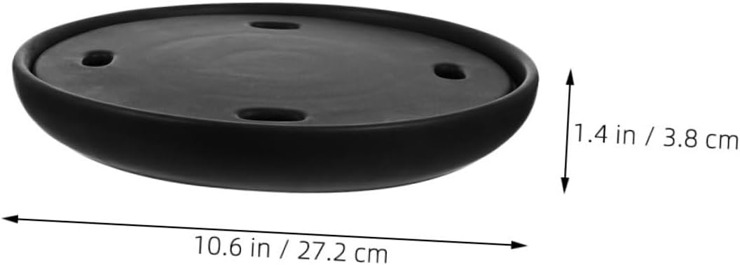 Japanese Sushi Plate and Sashimi Tray Stoneware Dish with Dry Ice Cold Preservation for Seafood, Meat, and Vegetables, Black Marble Molecular Cuisine Serving Platter for Home