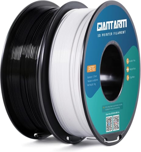 Image of GIANTARM PETG Filament 1.75, 3D Printer Filament 2KG, Toughness Enhanced, Dimensional Accuracy + /-0.02mm, Vacuum Package (Black+White)
