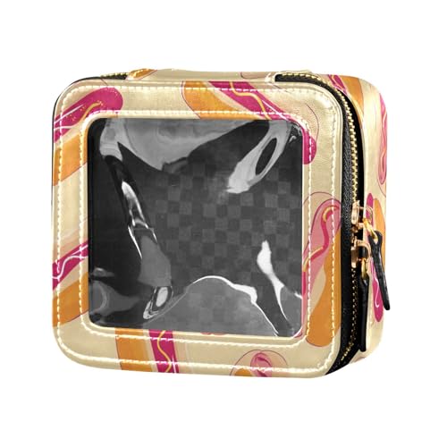FRODOTGV Bolsa de maquillaje transparente con diseño de pata de gallo marrón, para niñas y mujeres, Hot Dog sin costuras, Talla única
