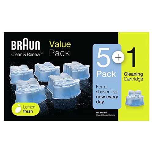 Braun Clean And Renew Recharge De Cartouches Pour Rasoir Électrique, Lot de 6, Compatibles Avec Tous Les Braun SmartCare Et Clean&Charge Centers
