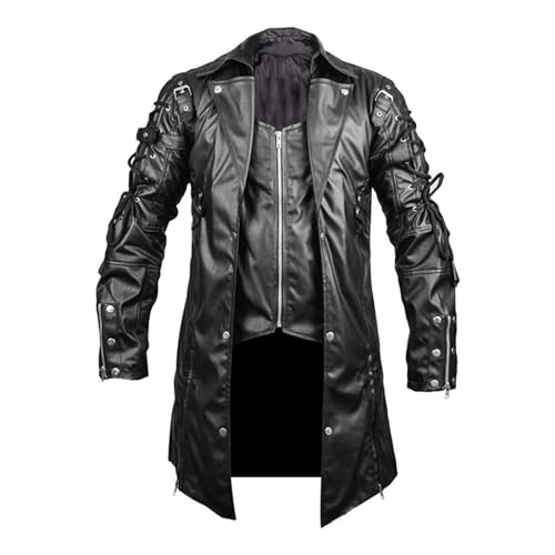 Veste en cuir pour hommes idéale pour sorties moto et soirées rock noir 4XL