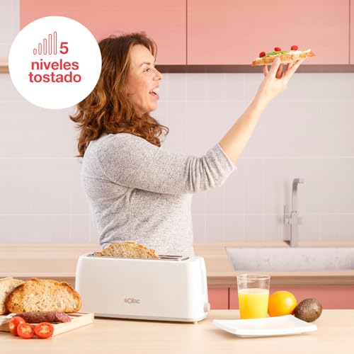 Miniatura 4 de Solac - Tostadora Buon Giorno Double 1200 W Dos Ranuras Largas Selector De 6 Niveles Sistema Autocentrado Elevación Extra Bandeja Recoge Migas Extraíble Almacenamiento De Cable