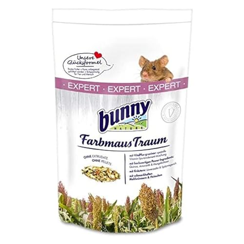 Bunny FarbmausTraum EXPERT | 500 g | Alleinfuttermittel für Farbmäuse | Ohne Zucker, Zusatzstoffe, Geschmacksverstärker oder Farbstoffe | Hochwertige Power-Ingredients
