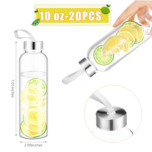 Zubebe 20 Pcs 10 Oz Water Bottles Bulk Reusable Clear Juice Bottles With Stainless Steel Leak Proof Lids Nylon Carrying Strap Plastic Shaker Bottles For Diy Fall Halloween Christmas Party Favors thumb #1