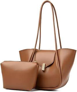 Simple Canvas Handbag for Women Working in Travel | Large PU Leather Shoulder Bag for Work Leisure Shopping Bucket Design with Three Classic Colors Lock Closure