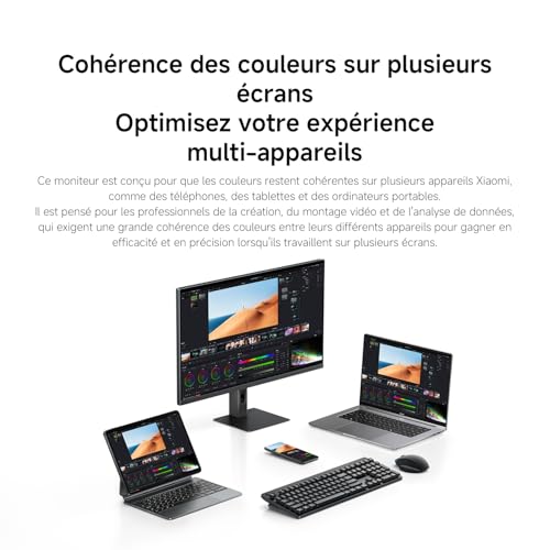 XIAOMI Moniteur 27 Pouces, 2K QHD 2560 x 1440,120Hz, 100% sRGB, P27QDA-RAGL