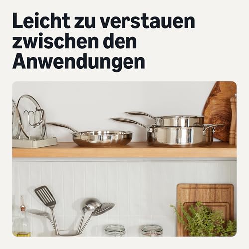 Amazon Basics 5-Teiliges Topfset, Edelstahl-Pfannenset für Alle Herdarten, Ofenfest bis 260°C, Spülmaschinenfest – Ansicht 6