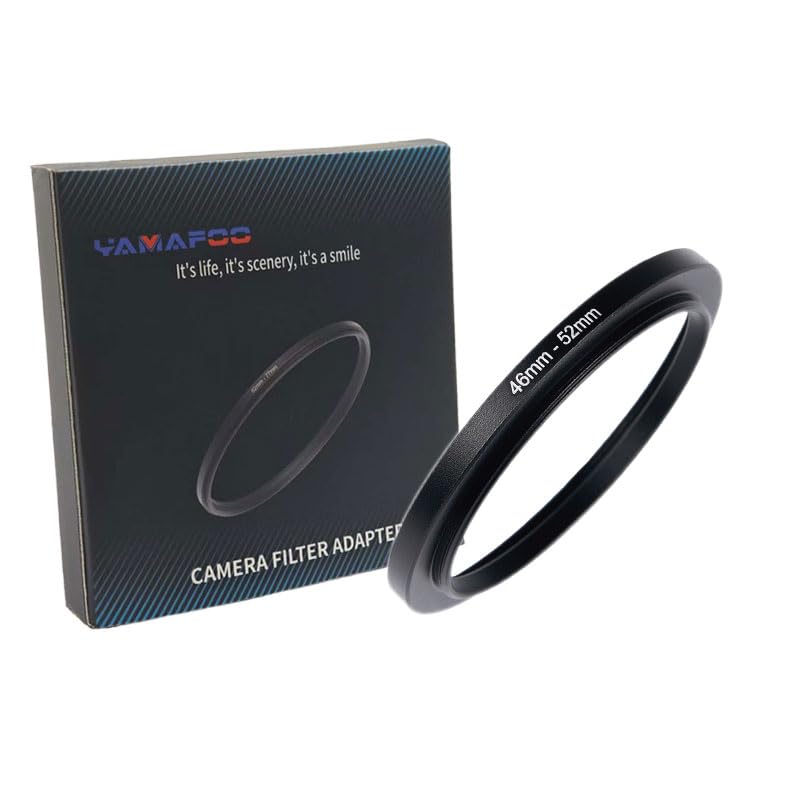 YAMAFOO 46mm to 52mm Step-Up Ring/Step Down Rings Filter Adapter for All Brands UV ND CPL Metal Ring Step-Up Rings Adapter Filter,Black (46-52)