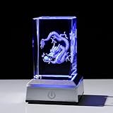LONGWIN 3D Crystal Chinese Dragon Cube Lamp Multicolor Night Light, Birthday Christmas Gifts for Men Women, Home Lucky Feng Shui Decor