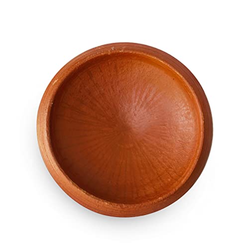Image of Kichera 9.5 Inch Clay Tawa /Frying Pan /Appam /Pathiri Chatti for Cooking & Serving (Red)
