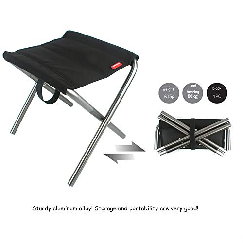 Tabouret de camping noir pliable avec sac pour barbecue - 3