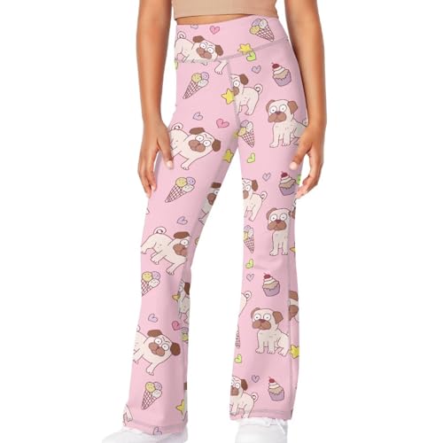 Cozeyat Girls Flare Leggings Wide Leg High Waisted Yoga Pants Tummy Control Full Length Bell Bottoms 5-14 Years3