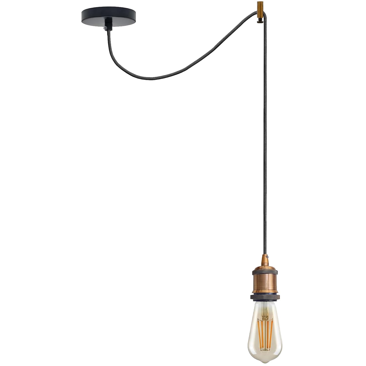 LEDSone Vintage Industrial Spider Ceiling Pendant Light 195cm Adjustable Yellow Brass 3-Core Cable E27 Lamp Holder Hanging Lamp for Kitchen, Bar, Loft, Living Room