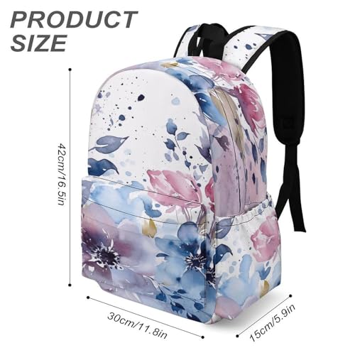 Floral Watercolor Painting Printed Backpack Water-Resistant Pack Stylish Bag Lightweight Travel Backpack3