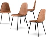 Stanew Lot de 4 chaises de Salle à Manger - Style Vintage et scandinave - avec Pieds en métal - Convient pour Salle à Manger, Salon, Chambre, Cuisine et Bureau (1, Marron)