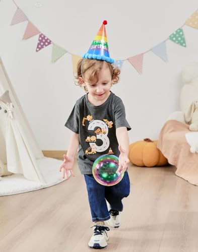 Lovekider 2-5 Years Birthday Boy Shirt Construction Party T-Shirts Excavator Cotton Short Sleeve Tee Dark Grey