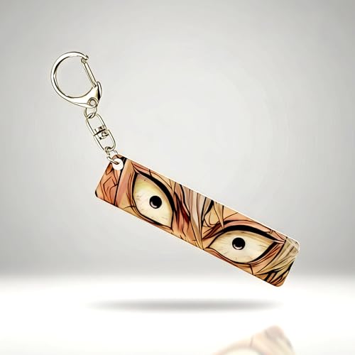 Image of Dem-on Slayer Anime Acrylic Glowing Eyes Keychain | Luminous Eye Glow Key Ring | Premium Otaku Accessory for Bags, Bikes, Cars, Backpacks & Key Holder