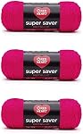 Red Heart Super Saver Metallic Fuchsia, 3 Pack of 5oz/142g-Acrylic-#4 Medium-255 Yards, Knitting/Crochet