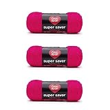 Red Heart Super Saver Metallic Fuchsia Yarn - 3 Pack of 5oz/142g - Acrylic - 4 Medium (Worsted) - 255 Yards - Knitting/Crochet