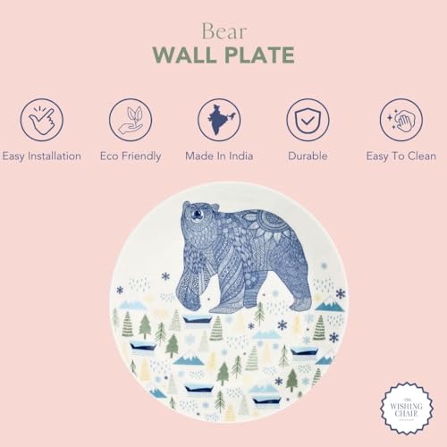 Image of The Wishing Chair | Animal Illustrative Series Wall Plate - Bear | Decorative Ceramic Plate | Unique Bear Design | Perfect for Home Decor | Great Gift Idea