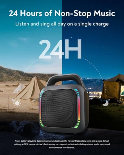Image of JTP-SP-X17 Portable Karaoke Machine for Adults /Kids, 50W, Subwoofer, PA Systerms, 24H Playtime, RGB Lights, Waterproof, Bluetooth /T-F Cards /USB /TWS, HiFi Speaker for Outdoors, Party, Meeting