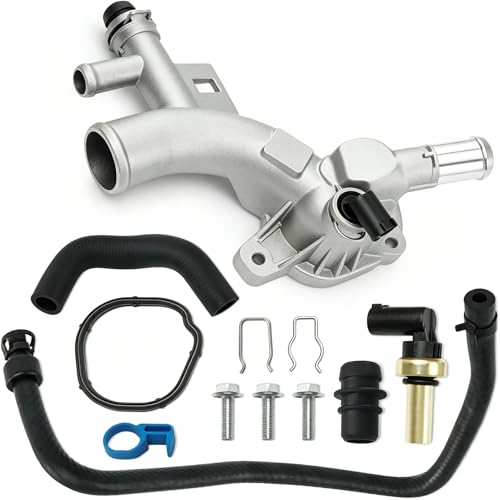 Engine Coolant Thermostat Housing Water Outlet Kit Compatible with 2011-2021 Chevy Cruze Sonic Trax Buick Encore 1.4L, Aluminum Coolant Outlet with Reservoir Inlet Hose Replacement 25193922 902-846