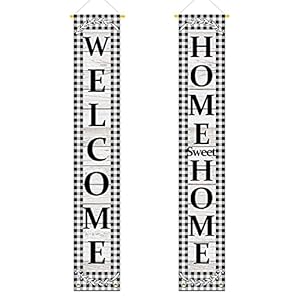 Welcomehomesweethomeporchsignblackwhitebuffaloplaidcheckhangingdoorbannerfarmhouseoutdoorholidaydecoration Urban Country Home Decor Welcome home sweet home porch sign black white buffalo plaid check hanging door banner farmhouse outdoor holiday decoration urban country home decor