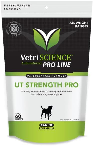 VetriScience Laboratories UT Strength Pro for Dogs, Support Urinary Tract Health in Canines, 60 Bite-Sized Soft Chews, Packaging may vary
