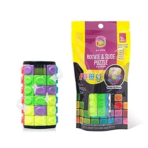 R.Y.TOYS Fidget Toy for Teens/Boys/Girls,Magic Cube,Brain Teasers,Cylinder Rotate&Slide Logic Puzzle for Kids…