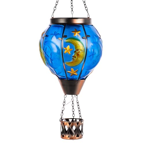 Giole Moon Pattern Hot Air Balloon Solar Lantern with Flickering