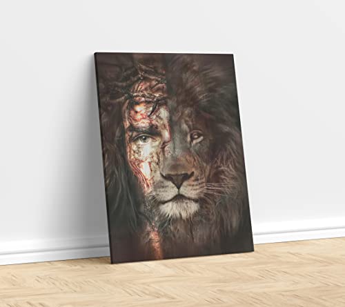 Jesus And Lion Canvas Wall Art Poster Prints Christian Wall Decor Christ Lion Picture Artwork Religious Painting For Home Bedroom Living Room Office Decoration - 24X36 Inch #TOP2
