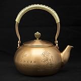 Material: Metall Tetera Tetera 1.2L Hecho A Mano De Cobre Rojo Tetera De Vidrio Samovar Cerámica Esmaltada De Arcilla Tetera Esmaltada Metal Té Verde Regalo Japonés