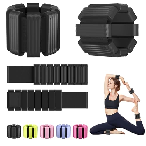 Pilates Wrist and Ankle Weights for Women - Adjustable Weighted Bangles for Men, 2 lbs Weighted Arm Bands Foot Leg Weights for Walking, Yoga, Training, Exercise, Running, Set of 2 (1LB Each)