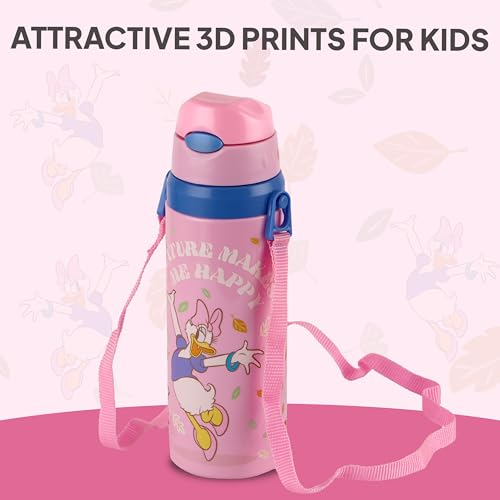 Image of CELLO Kidzbee Autumn 400 Daisy Duck Design Insulated Kids Sipper Water Bottle 400 ml | Food Grade, 3D Touch & Feel Design, BPA Free, Leakproof Easy Press Open Flip Top Cap Insulated Kids Water Bottle