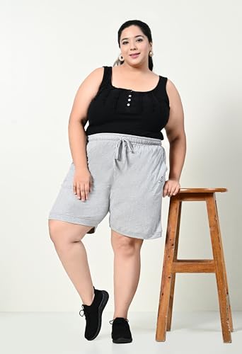 Image of Women's Plus Size Bermunda Shorts | Knee Length Cotton Short | Half Pants for Womens