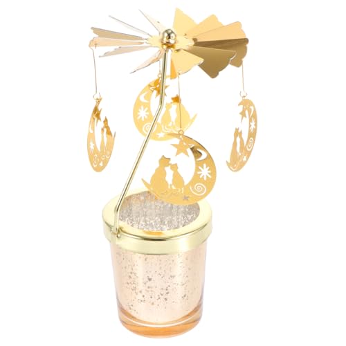 Alipis Portacandele Rotante a Forma Di Gatto Per San Candeliere Girevole Da Tavolo in Ferro E Vetro Decorazione Per Feste Romantiche E Cene Porta Candele Profumate Elegante E Compatto