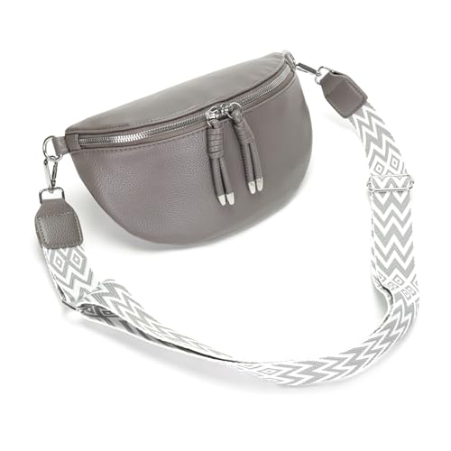 YISUOHOOM Bauchtasche Damen Umhängetasche klein Crossbody Bag Veganes Leder Brusttasche Kleine Handtasche Grau Geschenke für Frauen