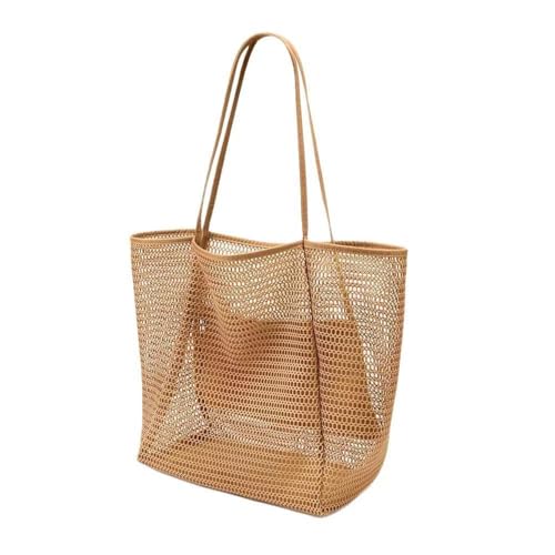 Image of Breathable Mesh Beach Tote Bag for Women - Lightweight Hobo Shoulder Bag for Travel, Pool & Vacation