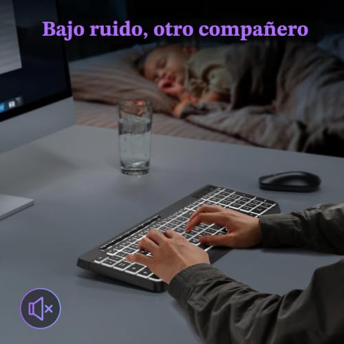 Teclado LED de 2,4 GHz TECURS blanco para jugar cómodamente desde el sofá 3