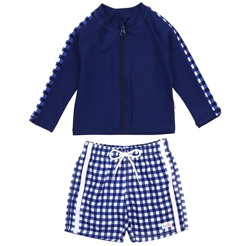Image of SwimZip Boys' Long Sleeve Rash Guard & Swim Shorts Set - UPF 50+ Sun Protection