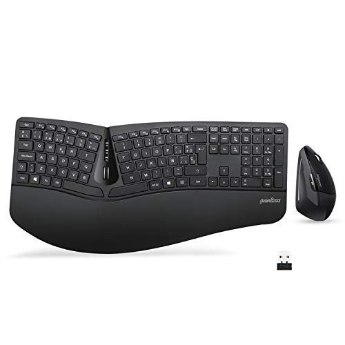 Perixx Periduo-605, Pack de Teclado Ergonómico Inalámbrico, separación de Teclas y Ratón Vertical con reposa muñeca y Teclas de Membrana Low Profile, Layout Español Cover