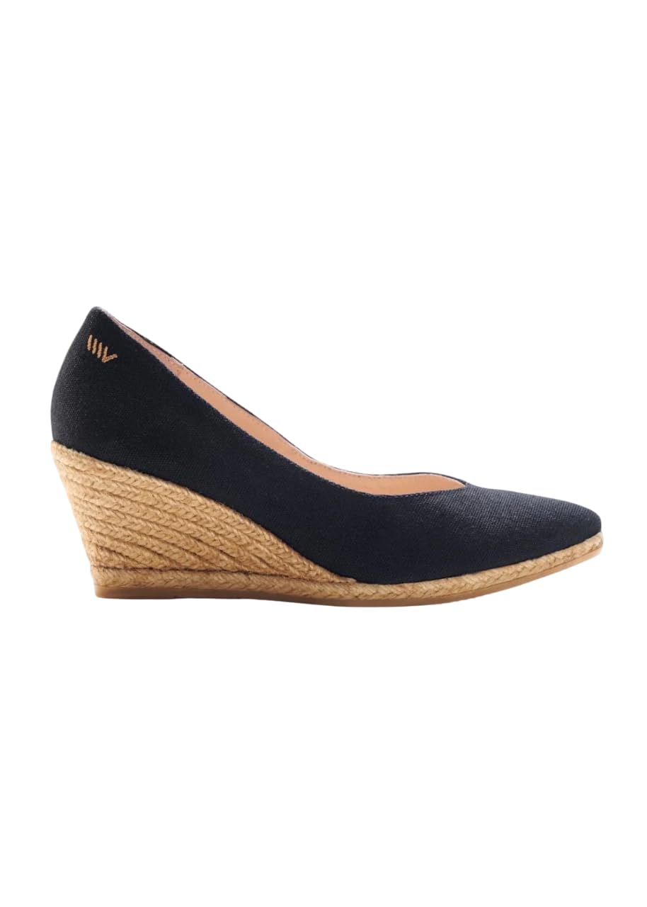 VISCATA Roses Espadrille Canvas Wedges Spain Handmade 2 ½” Heel Woman Wedge Pumps with Organic Cotton Canvas and 100% Natural Jute Midsole for All Occasions: Casual, Work, Party