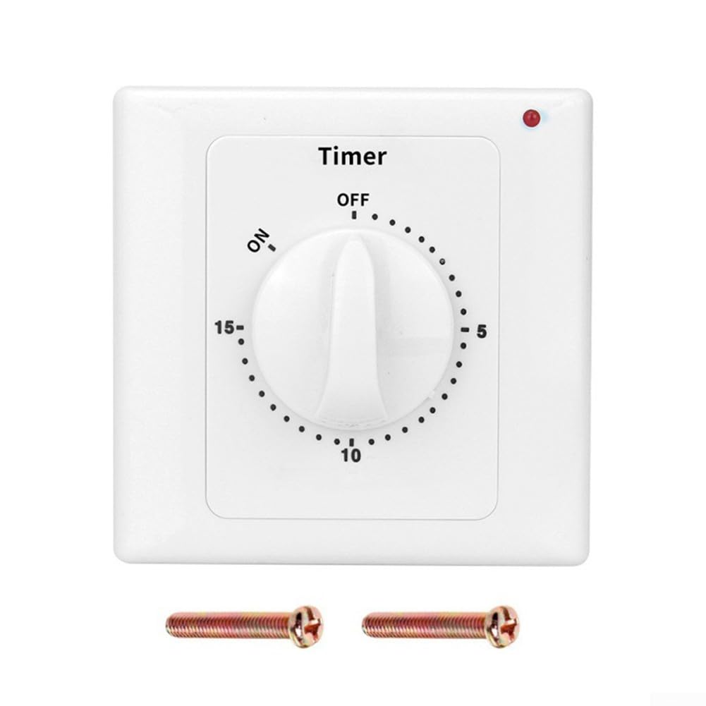 Electrical Outlet Timer Switch – Digital Countdown Timer with Normally Open Function & Power Indicator, 15A AC100-240V, 85x85x48mm, White(15 MINUTES)