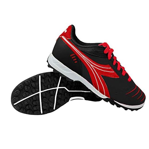 Diadora Kids Cattura TF JR Turf Soccer Shoe (11 M US Little Kid, Black/Red)
