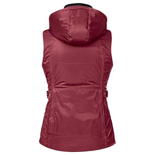 Knuffelwuff Damen Weste Carinae Größe: M / 38 Rot - Leichte atmungsaktive wasserabweisende Steppweste mit vielen Taschen für Outdoor, Wandern, Reisen, Gassi gehen - Windbreaker Übergangsjacke