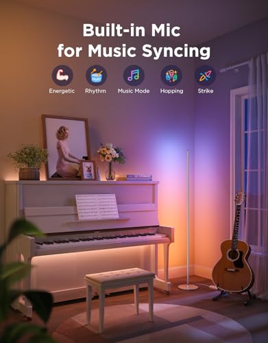 Image of Govee RGBIC Floor Lamp, 1000lm LED Corner Lamp | Works with Alexa, Smart Modern Floor Lamp with Music Sync and Color Changing Standing Lamp for Bedroom Living Room Silver