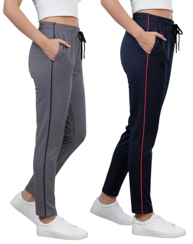 Image of Women Cotton Regular Fit Track Pants (Pack of 2)