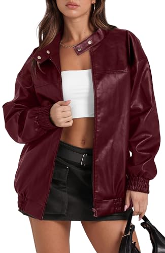 Sampeel Leather Jacket Women Faux Oversized Motorcycle Bomber Coats 2025