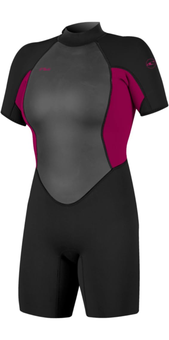 O'NEILL 2026 Womens Reactor-2 2mm Back Zip Shorty Wetsuit - Black/Punk Pink