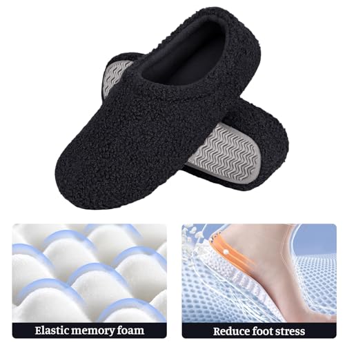 House Slippers for Women Memory Foam Lightweight House Shoes Cozy Closed Back Slippers Curly Loafer with Polar Fleece Lining Indoor Outdoor3